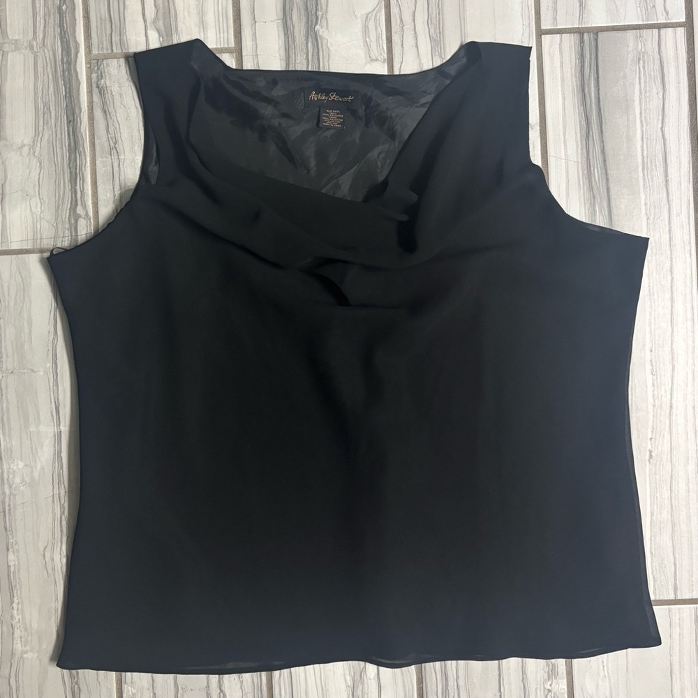 Ashley Stewart Black Draped Tank Top